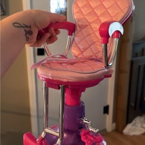 Pink Quilted Kids Salon Chair with Bright Trim